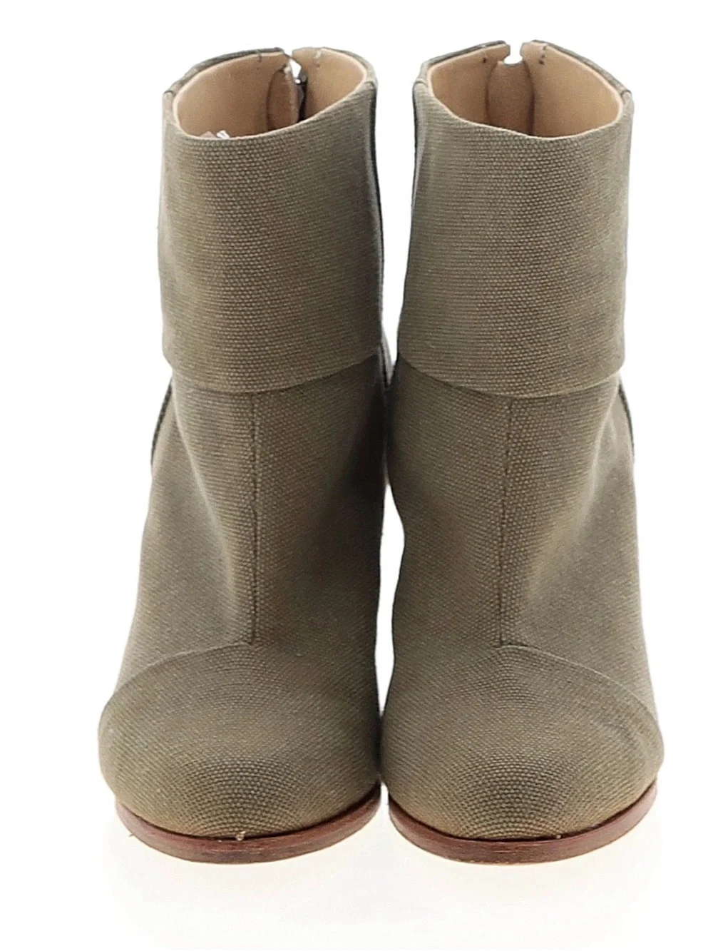 rag & bone Olive Canvas Ankle Boot with Stacked Heel